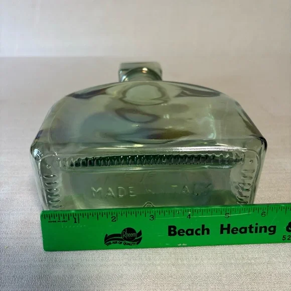 VTG SVE Made in Italy iridescent decanter, flask, apothecary bottle Green 10.5”